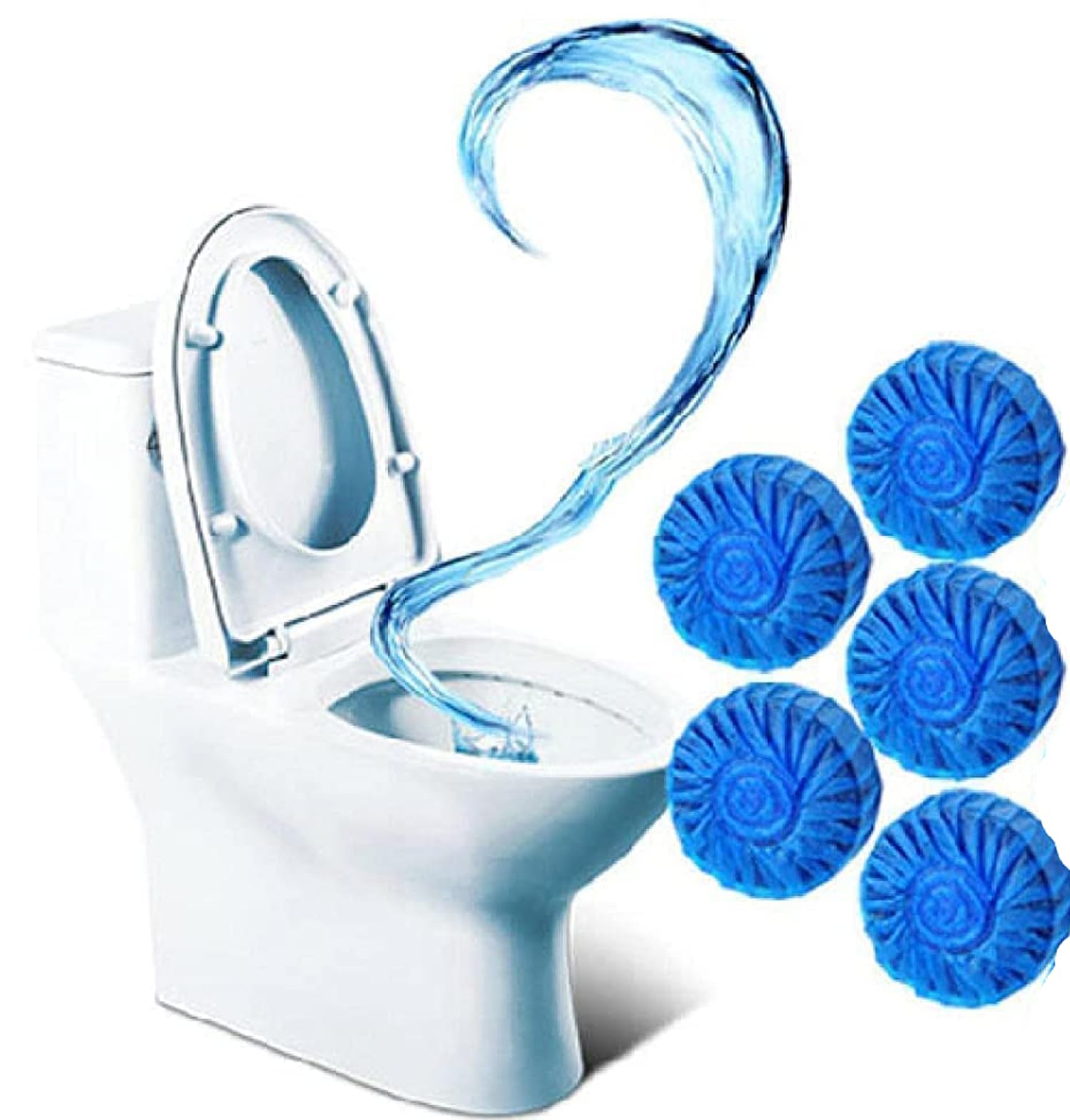 automatic toilet bowl cleaner tablets(pack of 5) long-lasting blue flush tank cleaner cubes for odor removal, blue deep cleaning & stain protection,freshening for western toilet cleaning