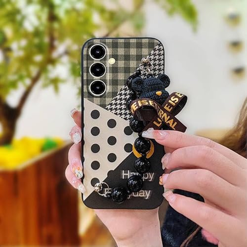 Phone Case Compatible with ZTE Blade V80 Max/Nubia V80Max/Z2577, Anti-knock Bear bracelet Black pearl pendant Waterproof cute pr