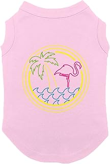 Palm Tree & Flamingo Circle - Summer Dog Shirt (Pink, Small)