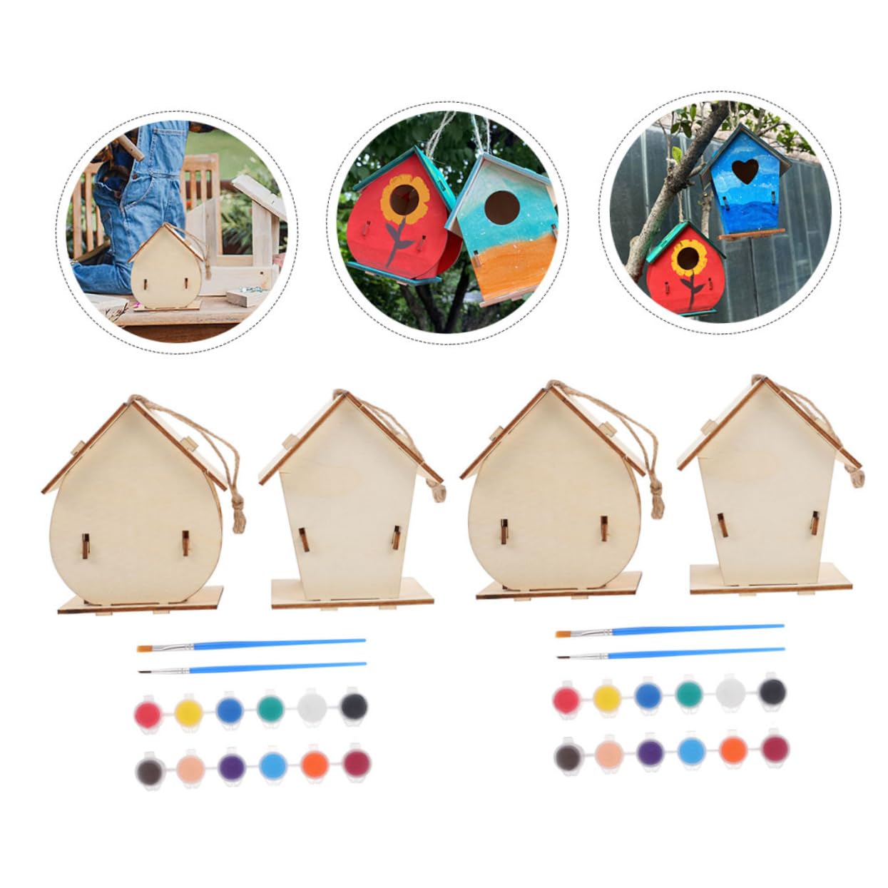 Yardwe 1 Juego Casa de Madera Pintar Pájaros Diy Manualidades Creativas Decoración de Jardín y Fiesta