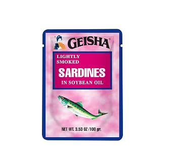 GEISHA Lightly Smoked Sardines in Soybean Oil 3.53oz Pack of 24, Sardines| HALAL & Kosher Certified Gluten Free Wild Caught Good Source of Protein