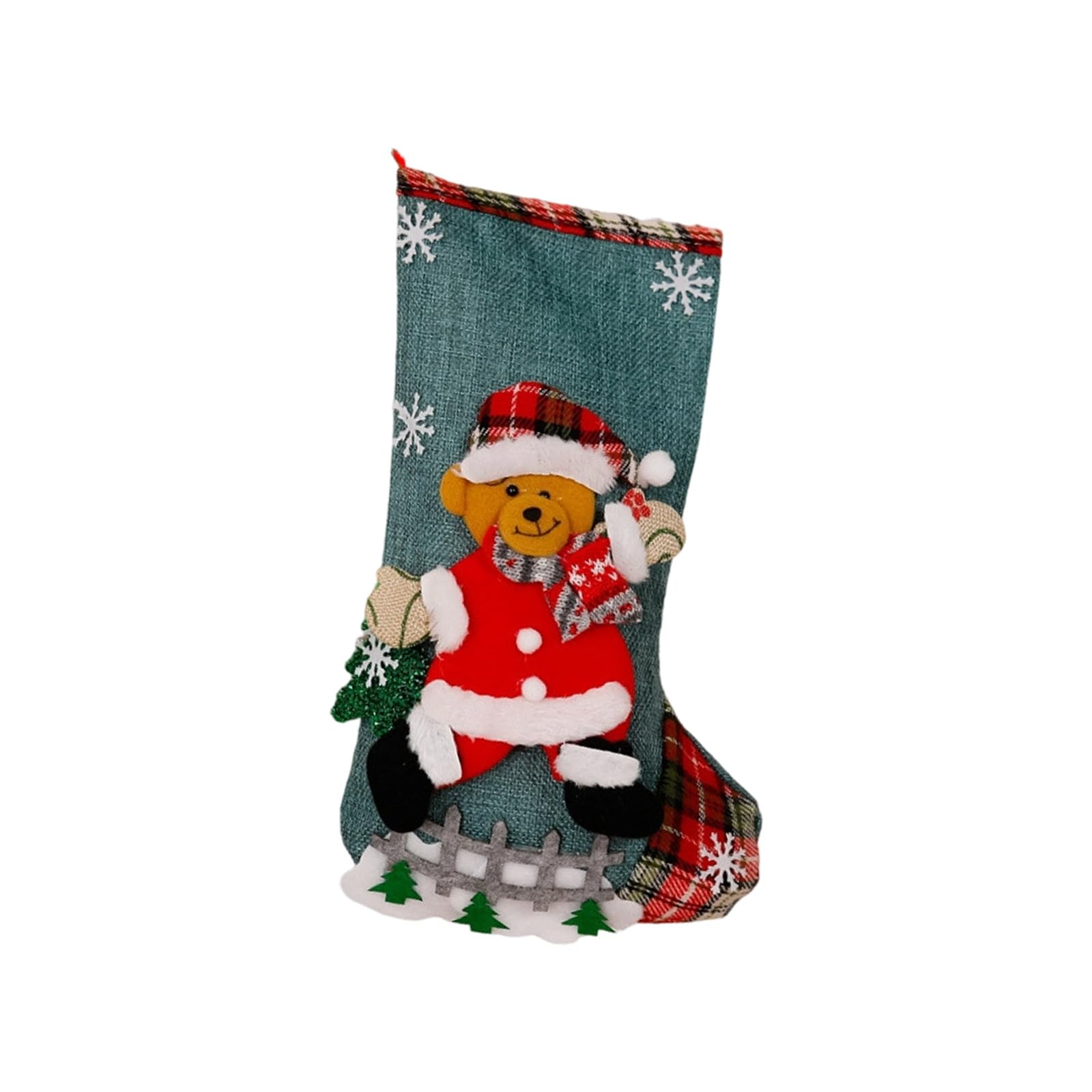 KAQNTUD Festival Christmas Stocking Gift Bag Large Capacity Durable Polyester Fabric Holiday Party Decoration for Children Family Party Colourful Santa Snowman Design