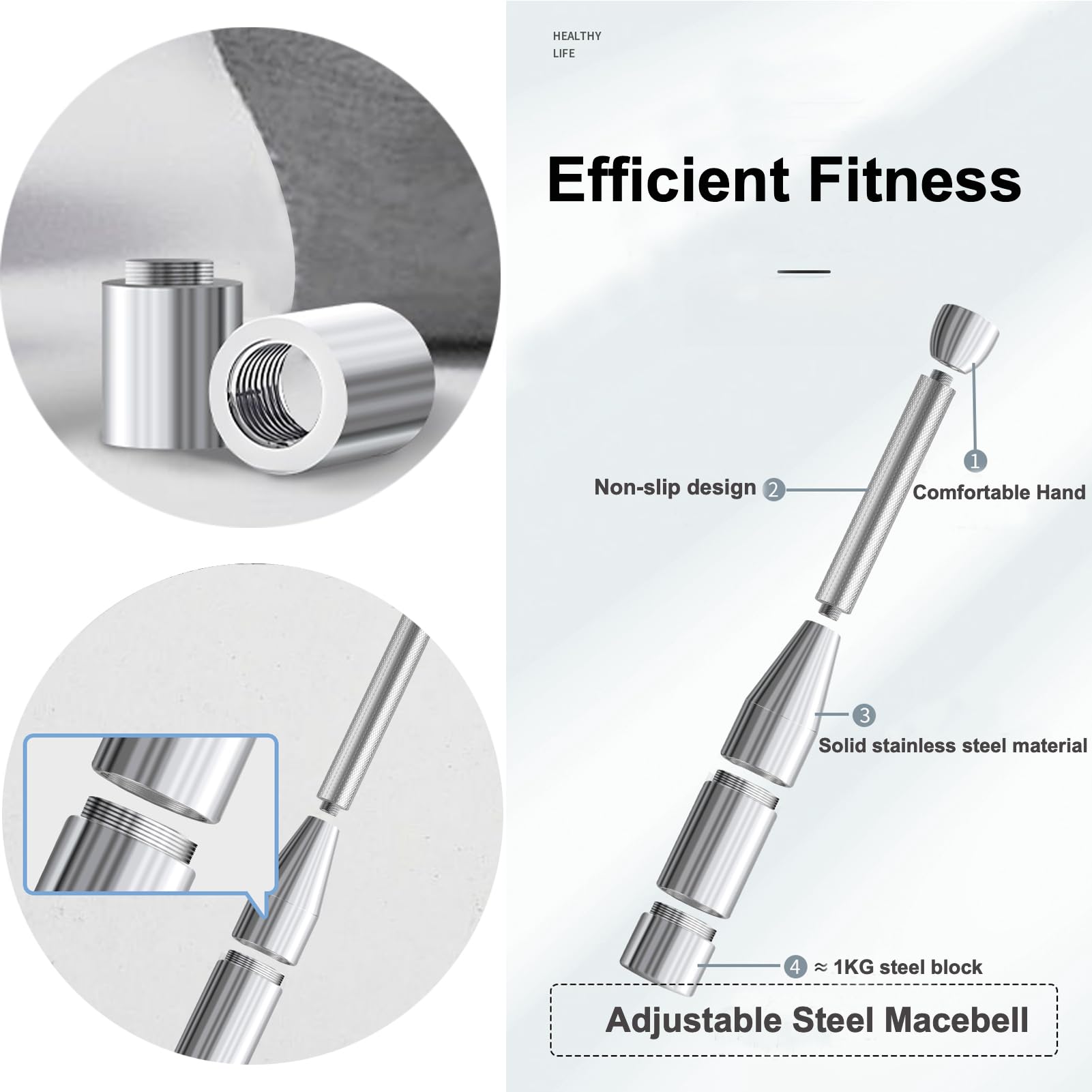 Gravity Fitness Stalen Macebell voor Thuis & Gym – Verzwaarde Mace in Meerdere Gewichten – Voor Functionele Training, Schoudertraining, Gripkracht, Forearm Workouts, Calisthenics Oefeningen