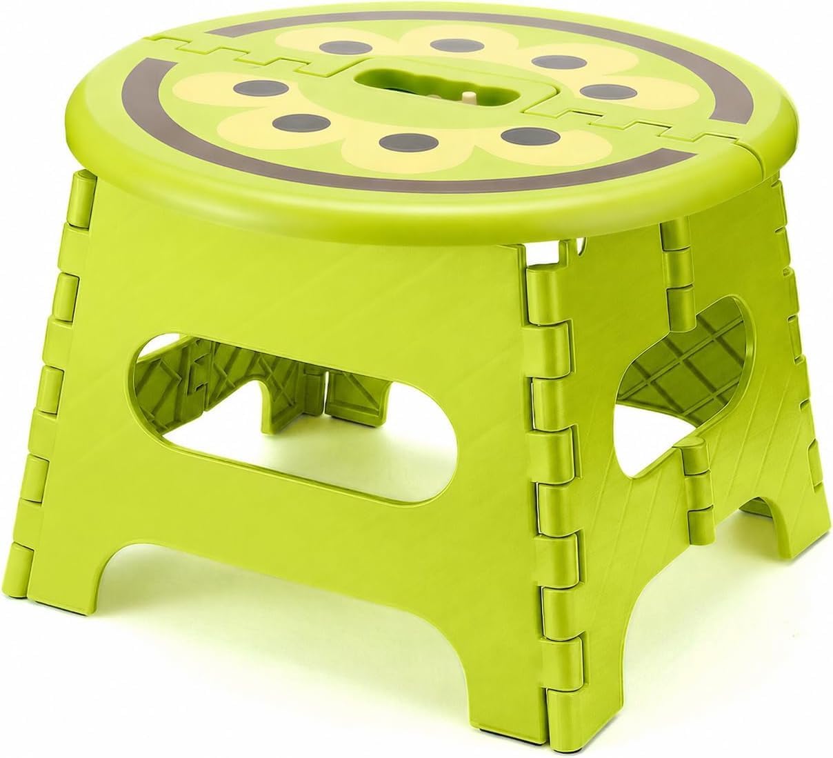 9 Inch Cute Folding Step Stool for Kids, with Handle, Kiwi Green | Foldable Step Stool, Heavy Duty, Lightweight, Non-Slip, for Toddler, Adults, for Kitchen Bathroom Outdoor, Sturdy Collapsible-image-14
