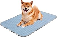 Buvlnee Dog Cooling Mat for Small Dogs & Cats - Washable Ice Silk Self-Cool Pad 27x22in, Portable for Crate Bed Car Summer Relief