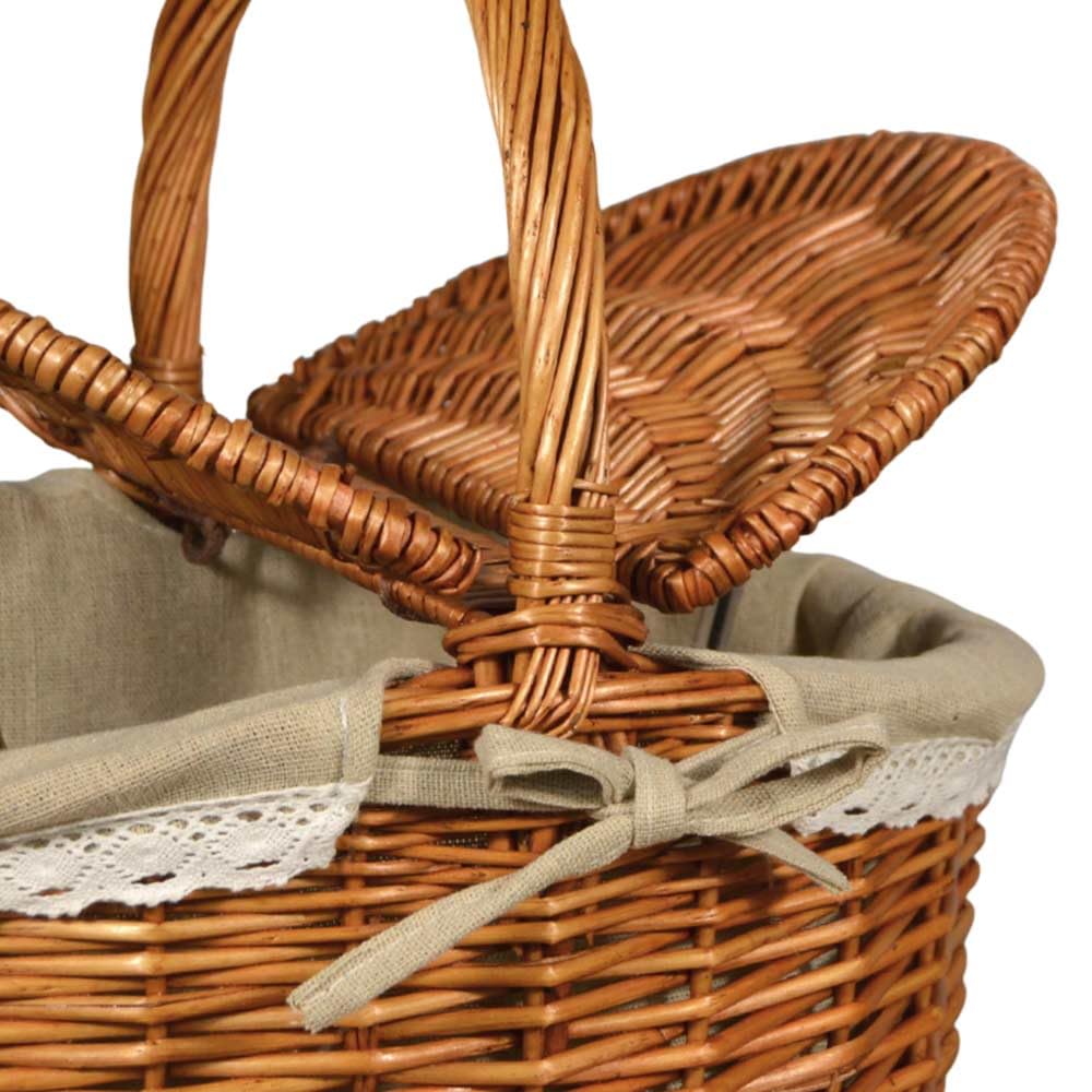 Cesta Picnic Corazón pequeño de mimbre y yute con tapa 35 x 25 x h 17 cm