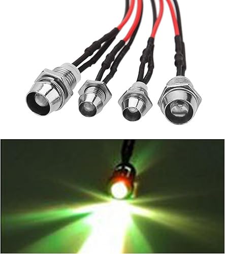 Miniatura 7 de 4 luces LED piloto, indicador de señal LED impermeable de 12 V con montaje en panel de 0.315 in, lámpara direccional de bombilla piloto automático,