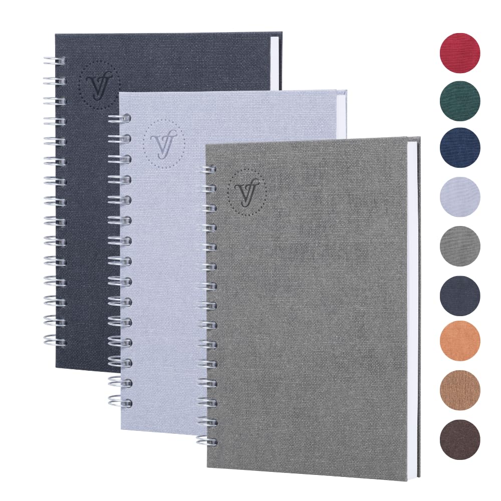 Victoria's Journals, Notebook A5, Hardcover A5 Lined Notebook with 8mm Line Spacing, 100 gsm, 200 Pages, Pack of 3