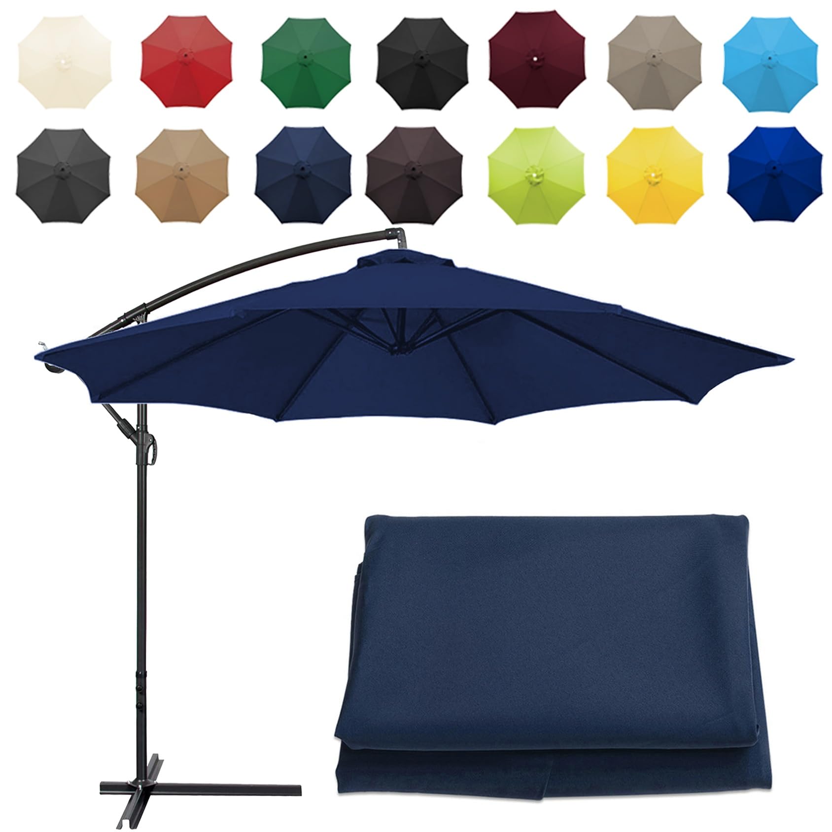 Replacement Parasol Canopy Sun Umbrella Replacement Cloth For 200cm-6 Arms 2.7m-6 Arms 2.7m-8 Arms 300cm-6 Arms 300cm-8 Arms(Color:Navy blue,Size:8 ribs-2.7m(8.8ft))
