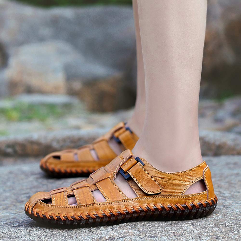 Moodeng Sandali Uomo Estivi Sportivi Pelle Trekking Scarpe da Spiaggia per All'aperto Escursionismo Traspirante