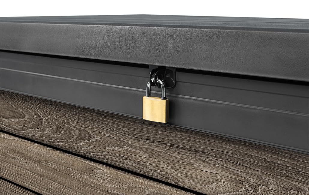 Keter Signature XXL Gartenbox 757L - Wetterbeständige Aufbewahrungsbox mit Gasdruckfedern - Kunststoff in Walnuss-Optik - 151x72x90 cm