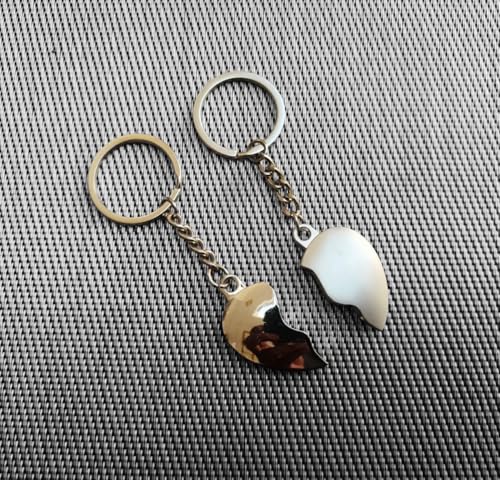 Image of Beautiful Stainless Steel Heart Keychain For Couples | Gifting With Key Ring | Anti-Rust (Pack Of 2)