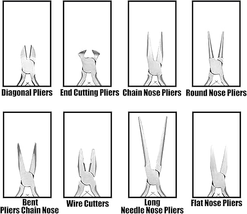 Miniatura 2 de Juego de 8 alicates de joyería, herramientas de fabricación de joyas, kit de alicates de precisión, alicates de punta de aguja, cortadores de