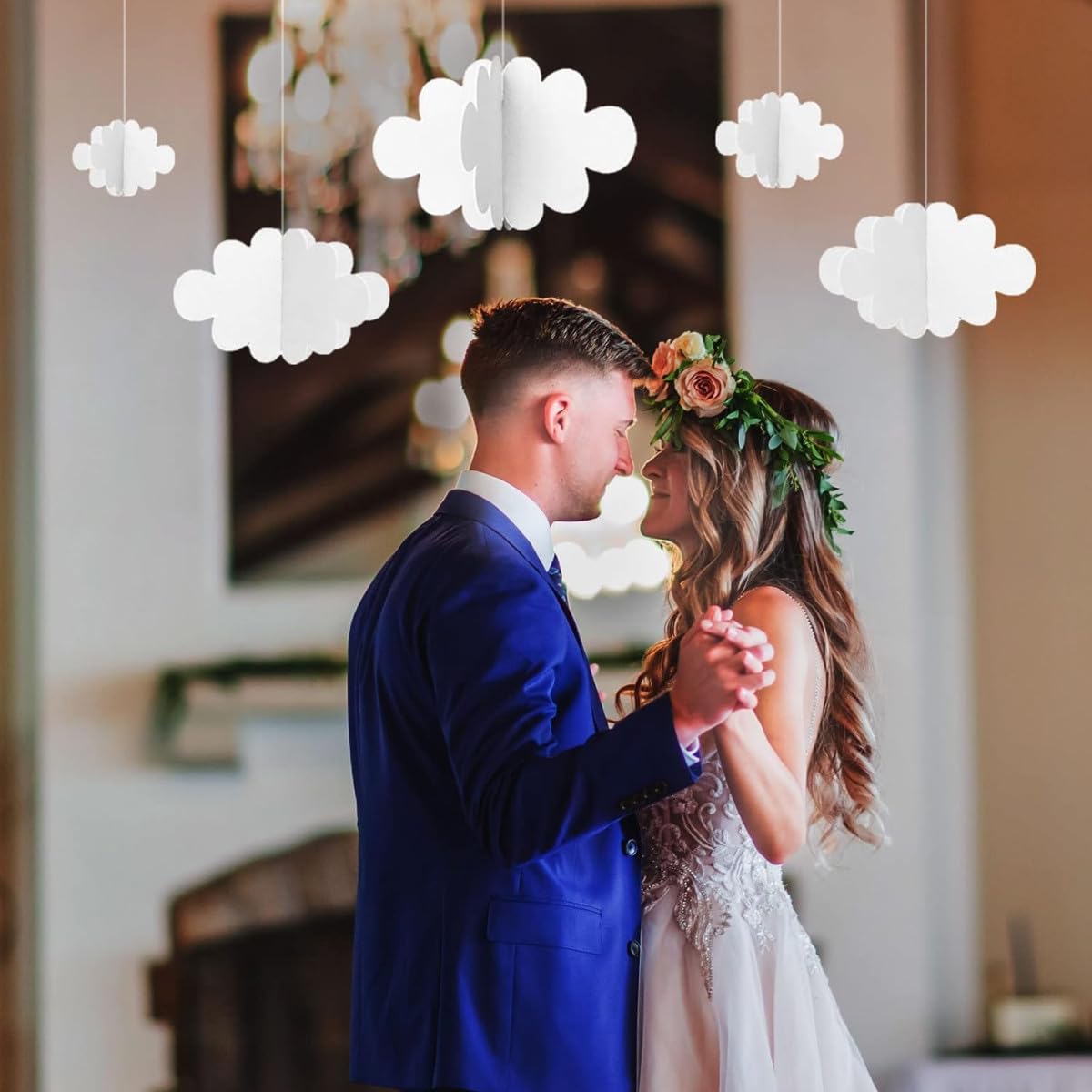 Decoraciones de Nubes 3D para Colgar en el Techo, 16 Piezas, Adornos Colgantes Tridimensionales para Bodas y Hogar
