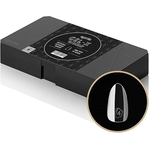 Aprés Gel-X® Almond Box of Nail Tips | 280 Gel-X Tips, Soft Tips, 14 Sizes 00-9 | Half-sizes Included (Natural Almond Short, 280 Count)