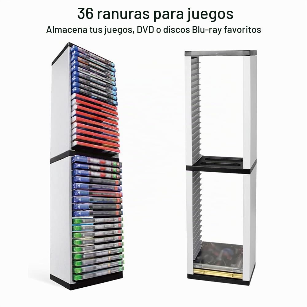 Soporte de almacenamiento multifunción para juegos - Hasta 36 PS5 PS4 Slim/Pro, Xbox One Slim, juegos de conmutación o rayos azules