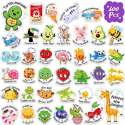 600PCS Punny Teacher Stickers for Students, Funny Teacher Reward Stickers for Kids Classroom Supplies Motivational Potty Training Stickers Cute Animal Incentives Stickers for Kids Toddlers School Home