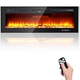 GarveeHome 50 in Recessed and Wall Mounted Electric Fireplace, Low Noise, Remote Control with Timer, Touch Screen, Adjustable Flame Color and Speed, 750-1500W
