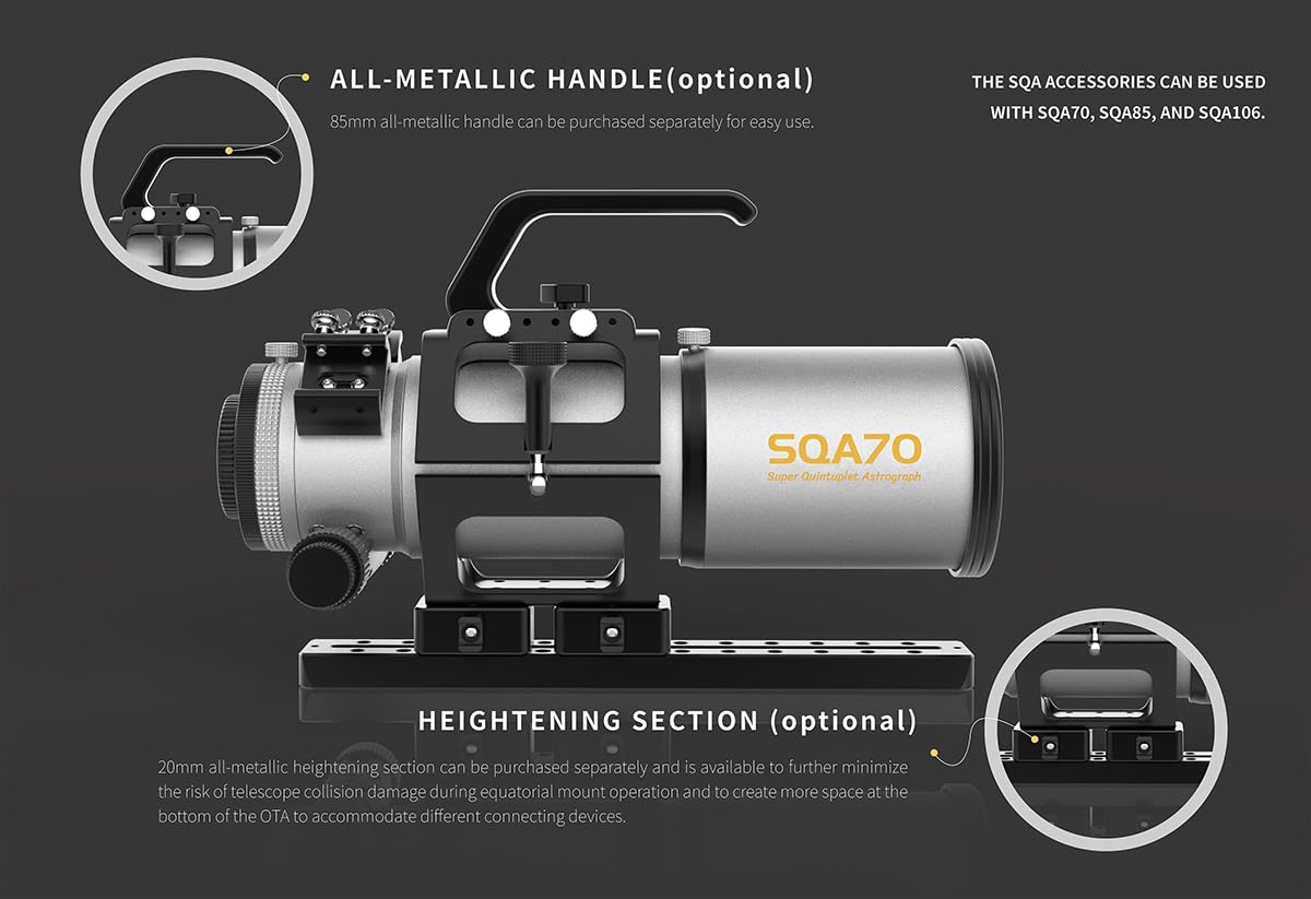 Askar SQA70 Telescopio 70 mm Apertura F4.8 Quintuplet ED, vetro Petzval Astrografo rifrattore per astrofotografia del cielo profondo e astronomia visiva