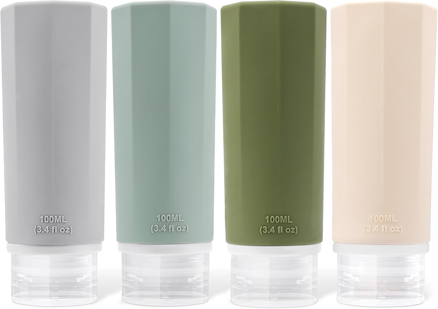 Opret 100ml Silicone Travel Bottles for Toiletries, 4 Pcs Leak Proof