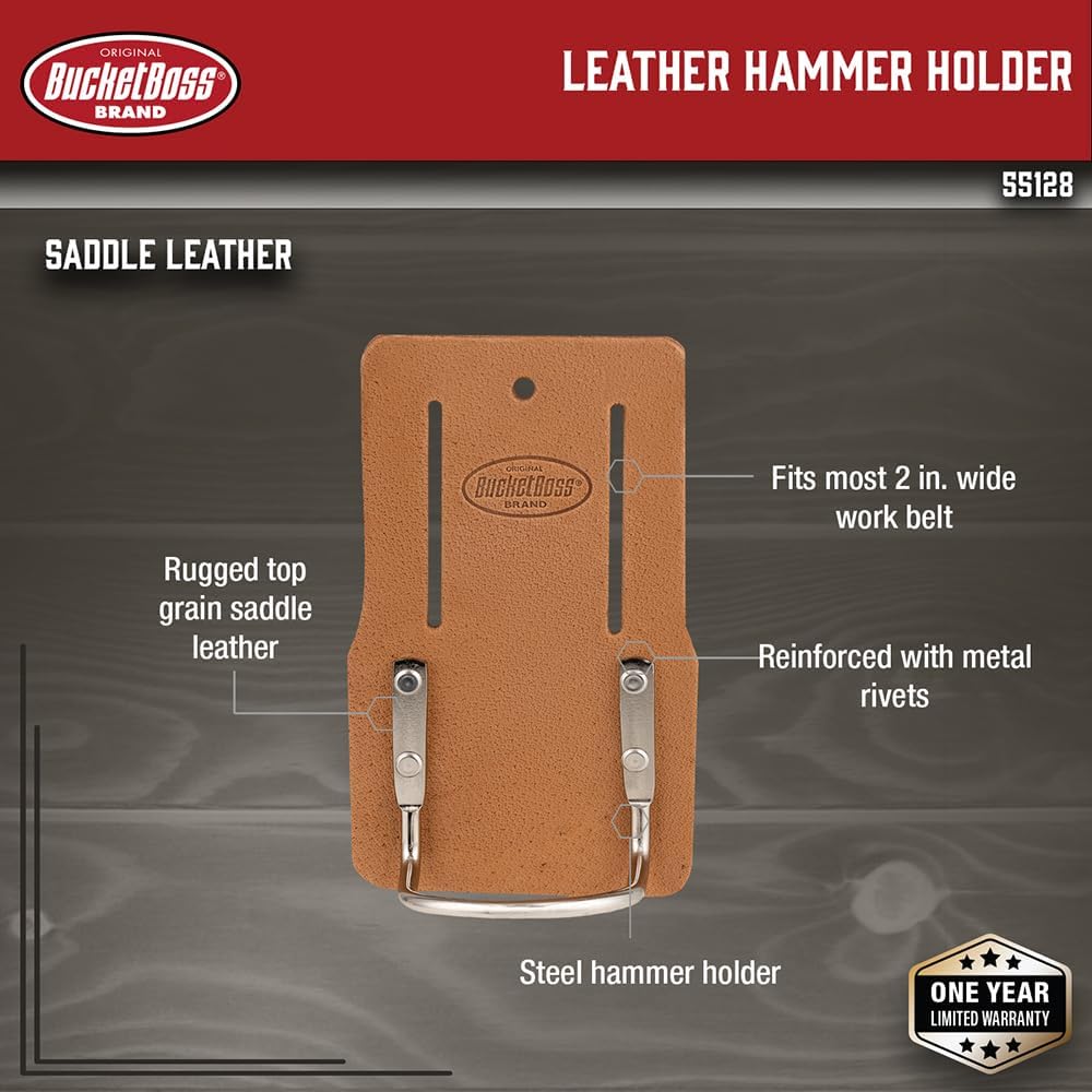 Bucket Boss - Leather Hammer Holder, Pouches - Original Series (55128), Brown|Brown