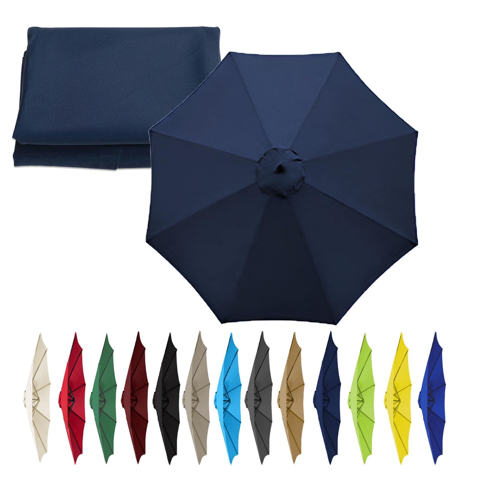Umbrella Canopy Replacement 200cm-6 Arms 270/300cm-6/8 Arms 300cm-6/8 Arms, Patio Umbrella Replacement Cloth, Uv-Resistant, Waterproof, Washable, Easy To Install(Color:Navy blue,Size:6 ribs-2m(6.5ft)) โ image 1