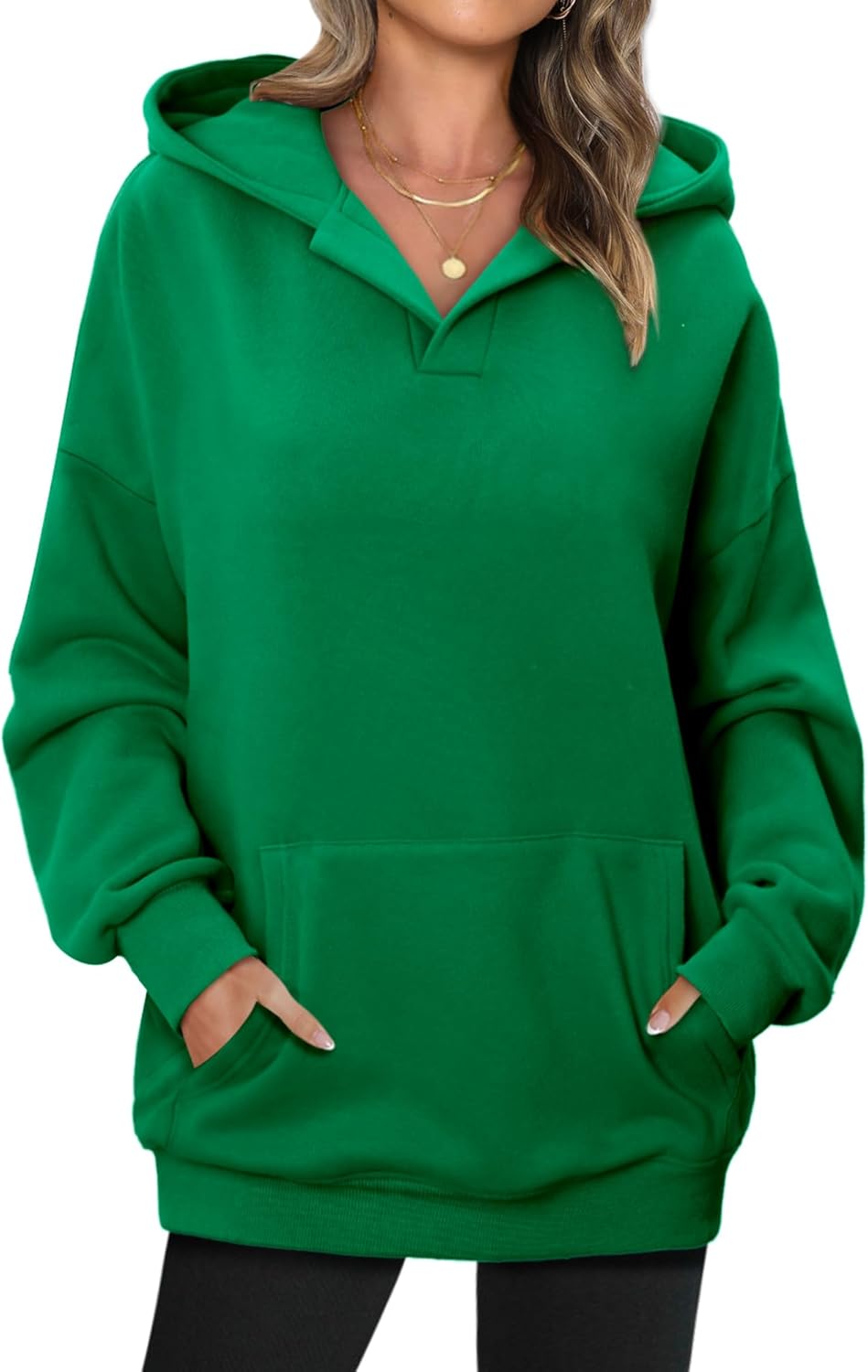 onlypuff Women Essential Hoodies Pullover Sweatshirt Long Sleeve Kangaroo Pocket Fleece Basic Sweater - Image 4