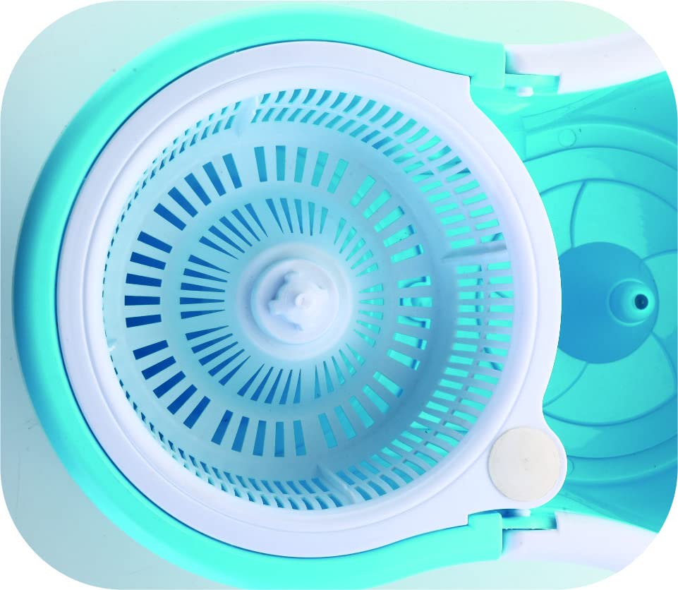 Ganesh Rapid Plastic Spin Mop, Round Plastic Bucket Floor Cleaning Mop with Bucket, Pocha for Floor Cleaning, Mopping Set (Blue, Set of 2 Microfiber Refills) (Image - 5)