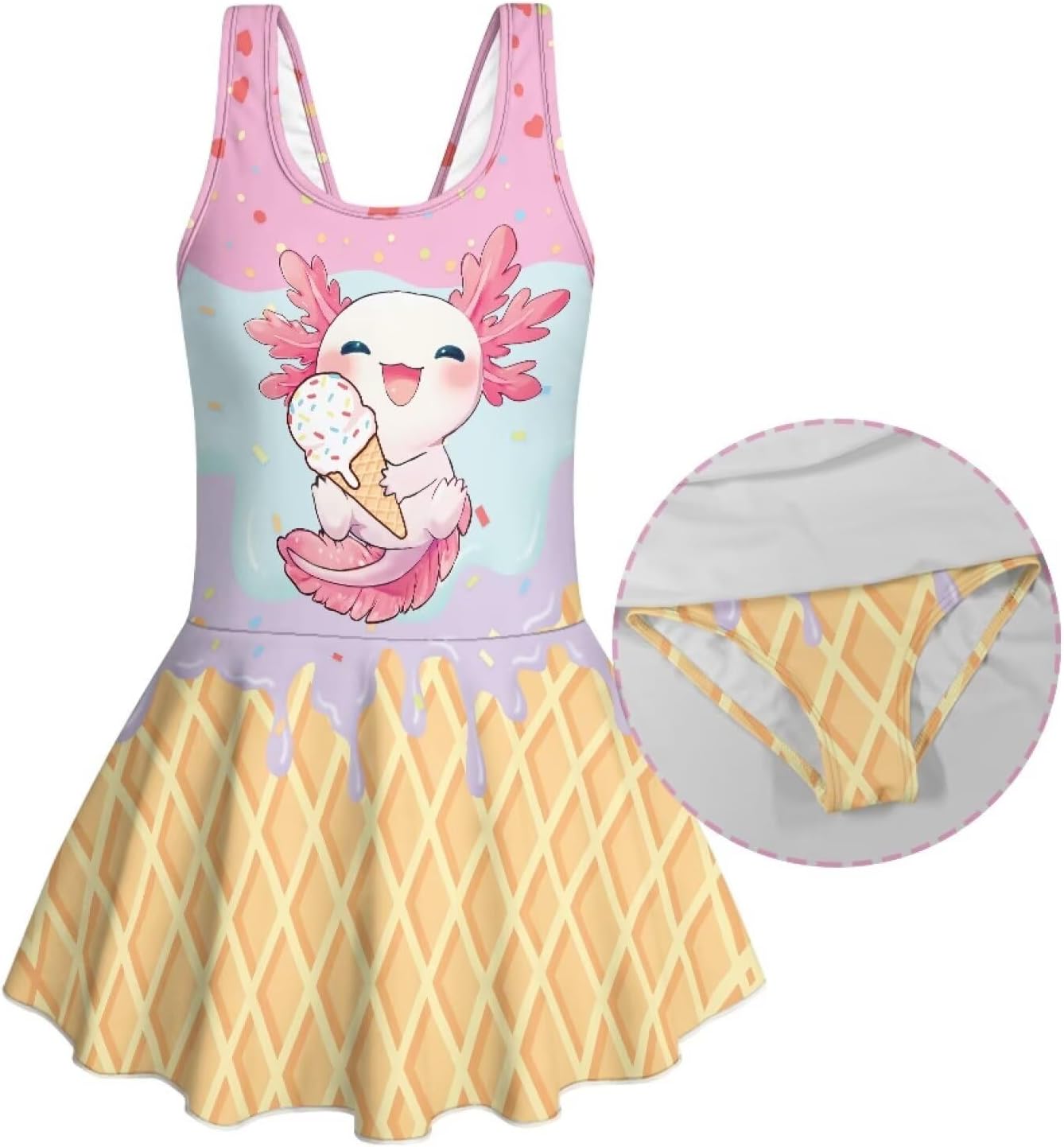 ZFRXIGN Swimsuit Kids Girls 3-13 Sleeveless Skirted Swimwear One Piece Bathing Suit