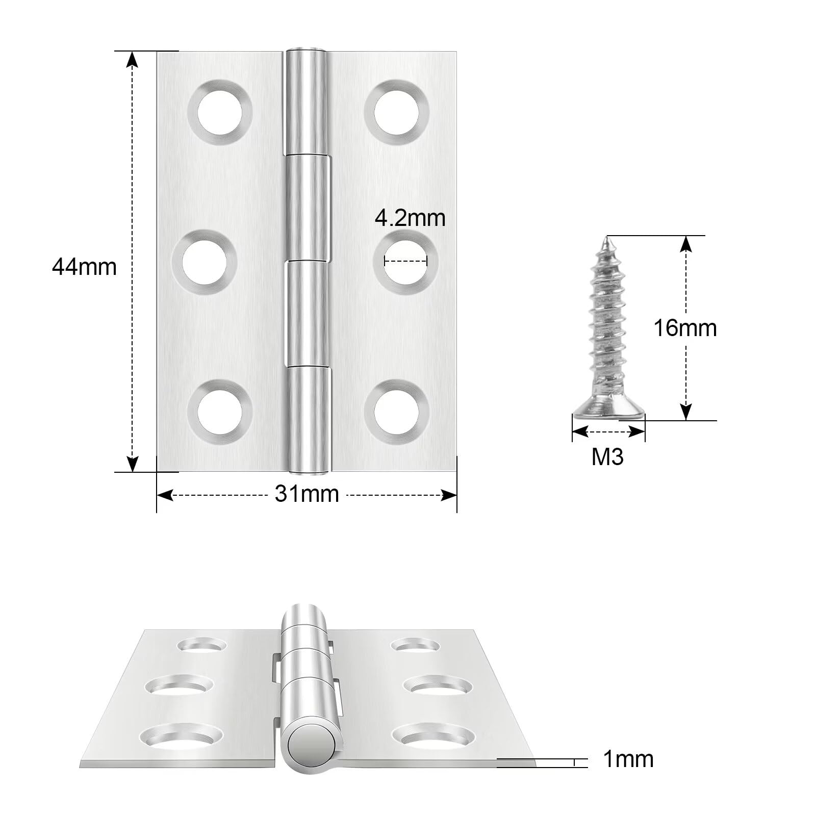 10 Bisagras De Acero Inoxidable Para Muebles, 4432 Mm, Bisagras Para