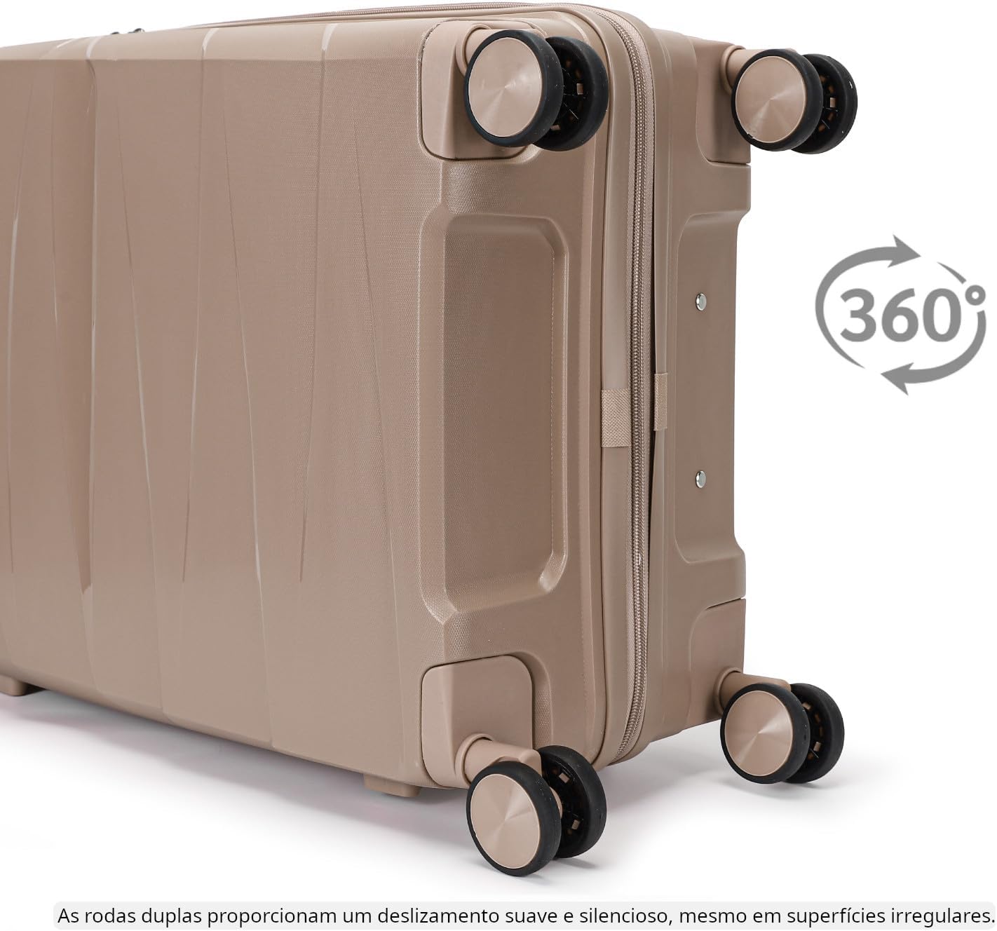 Mala De Viagem Média 23Kg Polipropileno 4 Rodas Duplas 360 Fibra Rígida Tamanho M Leve Resistente Para Despachar (MARROM, médio) Mala De Viagem Média 23Kg Polipropileno 4 Rodas Duplas 360 Fibra Rígida Tamanho M Leve Resistente Para Despachar (MARROM, médio)