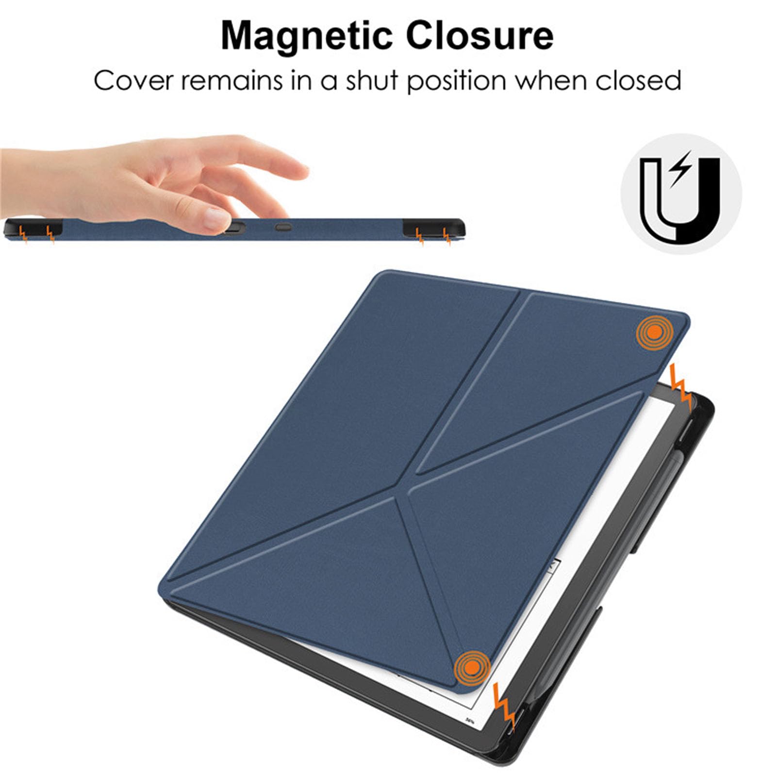 Custodia per Lettore E in Plastica Ed Ecopelle per Kindle Scribe 2022 2024 da 10,2 Pollici con Design del Supporto Pieghevole un Utilizzo Conveniente E una Protezione Completa (Blu scuro)
