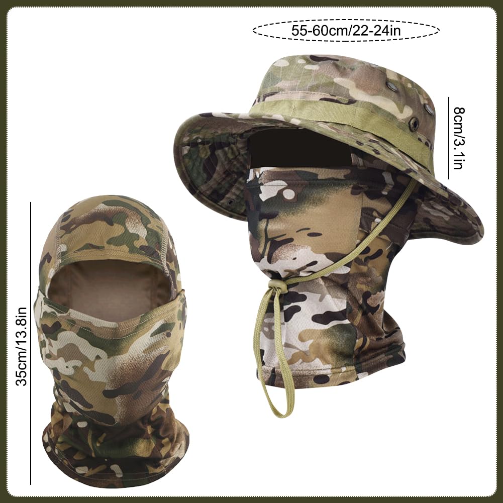 Camo Boonie kapelusz przeciwsłoneczny z kominiarką ochrona przed promieniowaniem UV kapelusz wędkarski kapelusz wiadro kapelusz na polowanie wędrówki wojskowe taktyczne safari