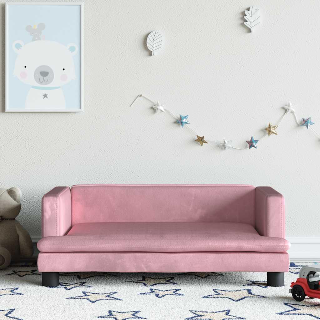vidaXL Sofa dla dzieci, różowa, 80x45x30 cm, aksamit, sofa dziecięca, sofa do pokoju dziecięcego, mała sofa, sofa dla dziecka, minisofa