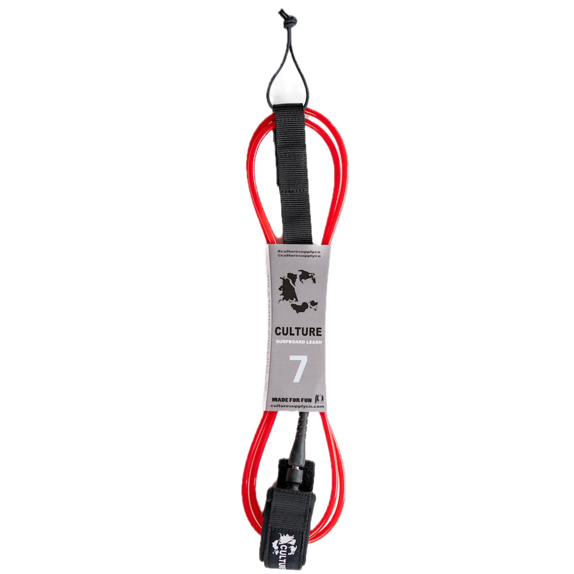 Culture Supply Correa para tabla de surf (6 tamaños – 4 colores): 6 pies Comp | 6 pies Reg | 7 pies | 8 pies | 9 pies | 10 pies (rojo, 7 pies (cable de 7 mm)