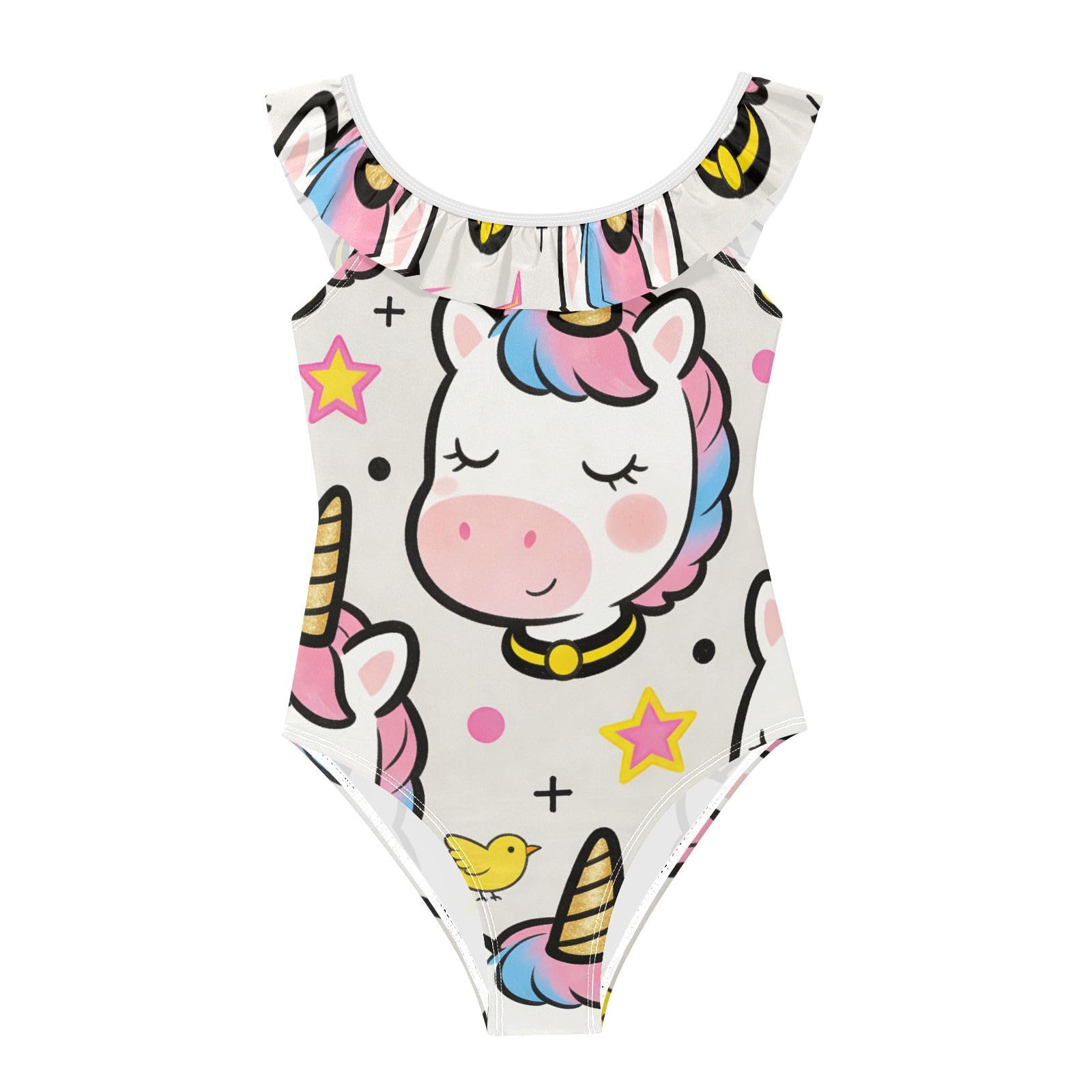 Maillot de bain fille licorne respirant blanc motif arc-en-ciel pour piscine - 6