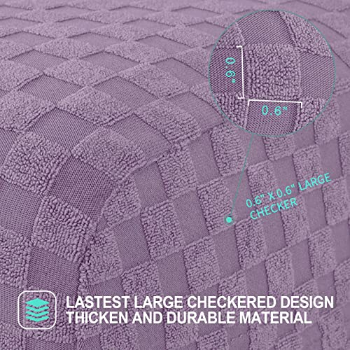 Image of YEMYHOM 8 Pieces Stretch Recliner Sofa Cover Jacquard Reclining Couch Cover with Side Pocket Anti-Slip Fitted 3 Cushion Furniture Slipcovers with Elastic Bottom (Sofa Recliner, Light Purple)
