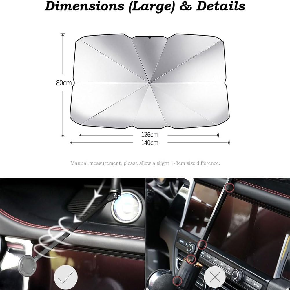 Per Ja-guar I‑PACE SUV Parasole Auto Ombrello Pieghevole per Parabrezza Anteriore Interno Visiera Protezione raggi UV Accessori,B/Large