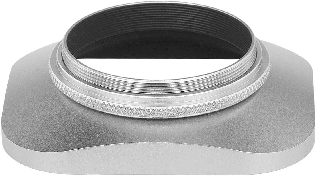 Haoge LH-LC43W 43mm Square Metal Screw-in Lens Hood with Cap for Voigtlander Nokton Classic 35mm f1.4 40mm f/1.4 MC SC VM, Carl Zeiss Biogon T ZM 35mm f2.8 35mm f2, Leica X Typ 113 Lens Silver