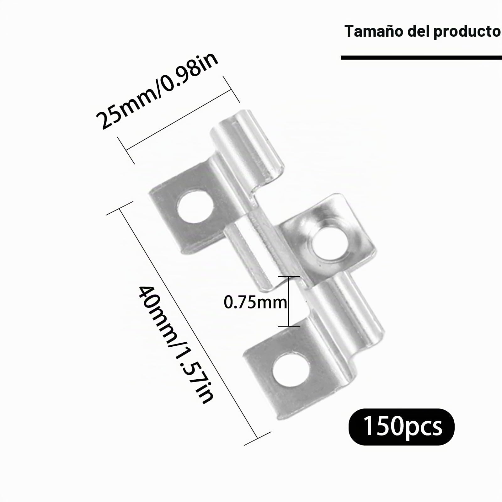 150 WPC Clips para Terrazas, 7,5 mm Clips de Acero Inoxidable para Terraza, Clip de Fijación para Tarimas Separadores, Fijación Tablas Terraza, Rango de Sujeción 7,5 mm, Plata