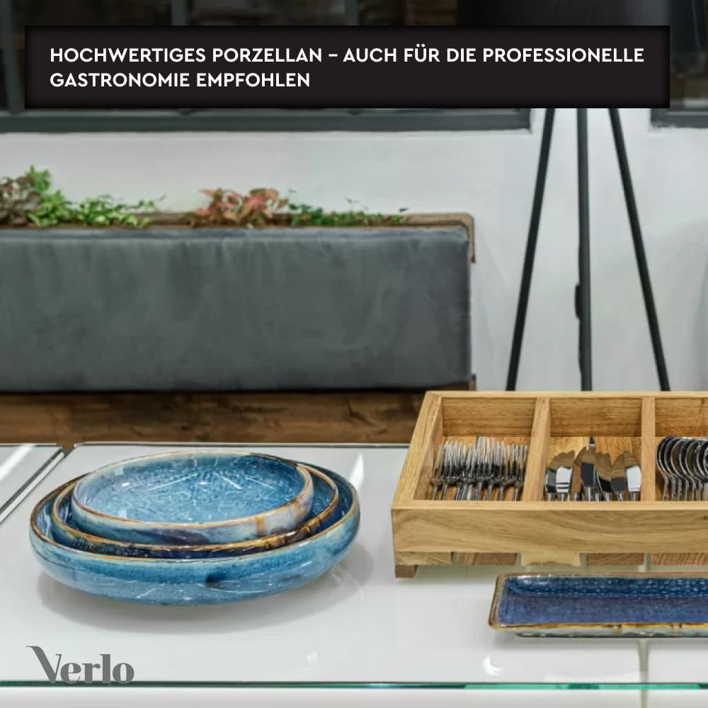 Verlo DEEP Blue Servierschale 30,5 cm Salatschüssel Dessertschalen Servierschale Müslischalen aus hochwertigem Porzellan Ideal für Büffets