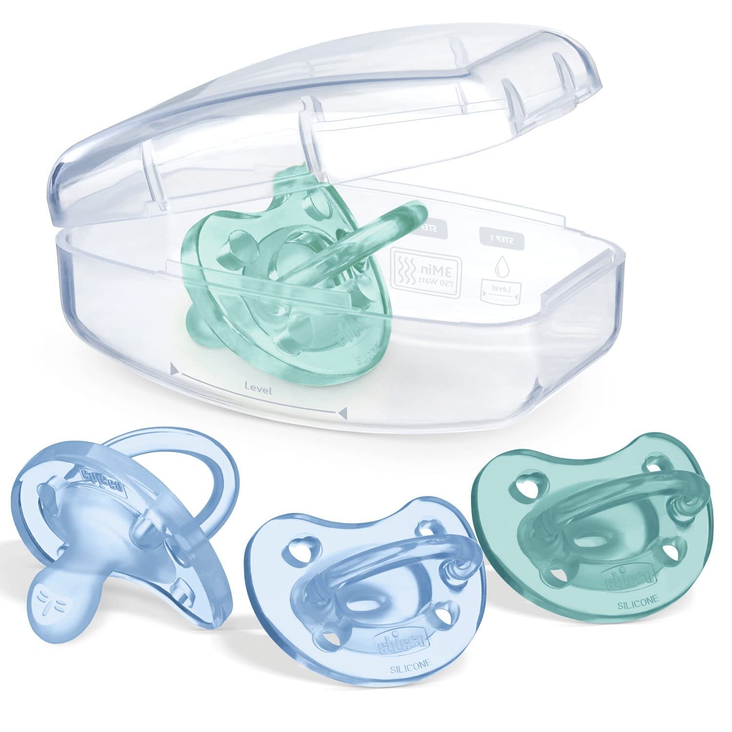 Chicco PhysioForma Soft Schnuller aus Silikon für 16-36 Monate, weich und zart, fördert die physiologische Atmung, in Blau, 4Stück
