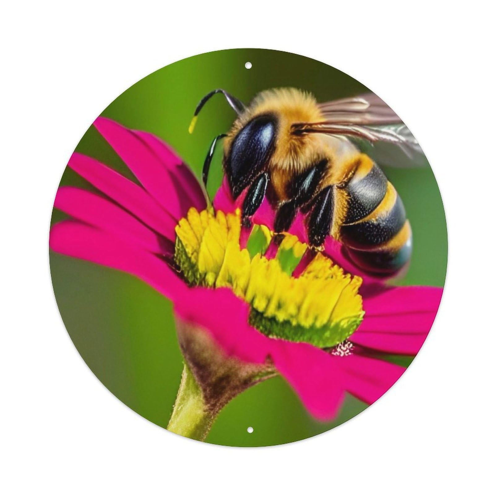 Animal Insects Honey Bumblebee Vintage Metal Tin Sign Plaque Wall Decor for Cafe, Club Bar, Office, Garden Metal Poster 8x8Inch