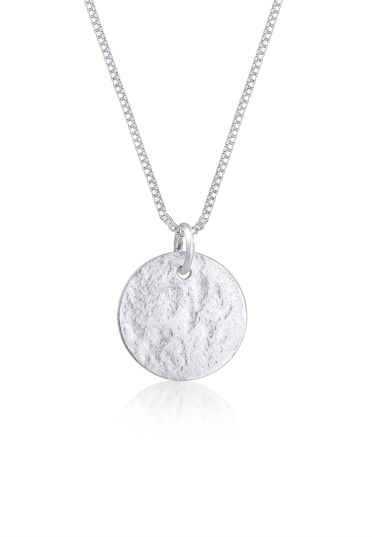 Elli Halskette Damen Plättchen Anhänger Gehämmert 925 Silber