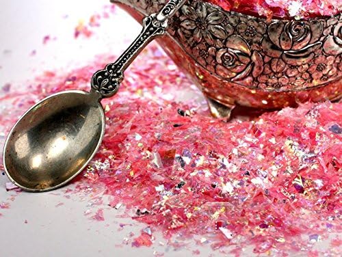 Miniatura 6 de Copos de hielo iridiscentes de color rosa claro con purpurina para arte de uñas, poliéster holográfico ligero, 311-4374, 12 oz (14 gramos)