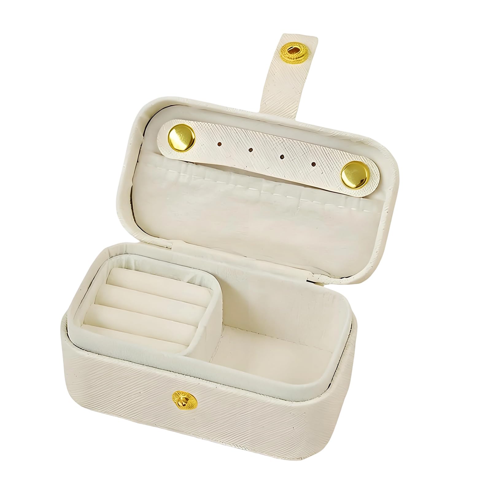 Kaeltsyn PU Leather Miniature Jewelry Storage Case Portable Design Travel Organiser for Earrings Rings and Necklaces Jewelry Box with Compartments