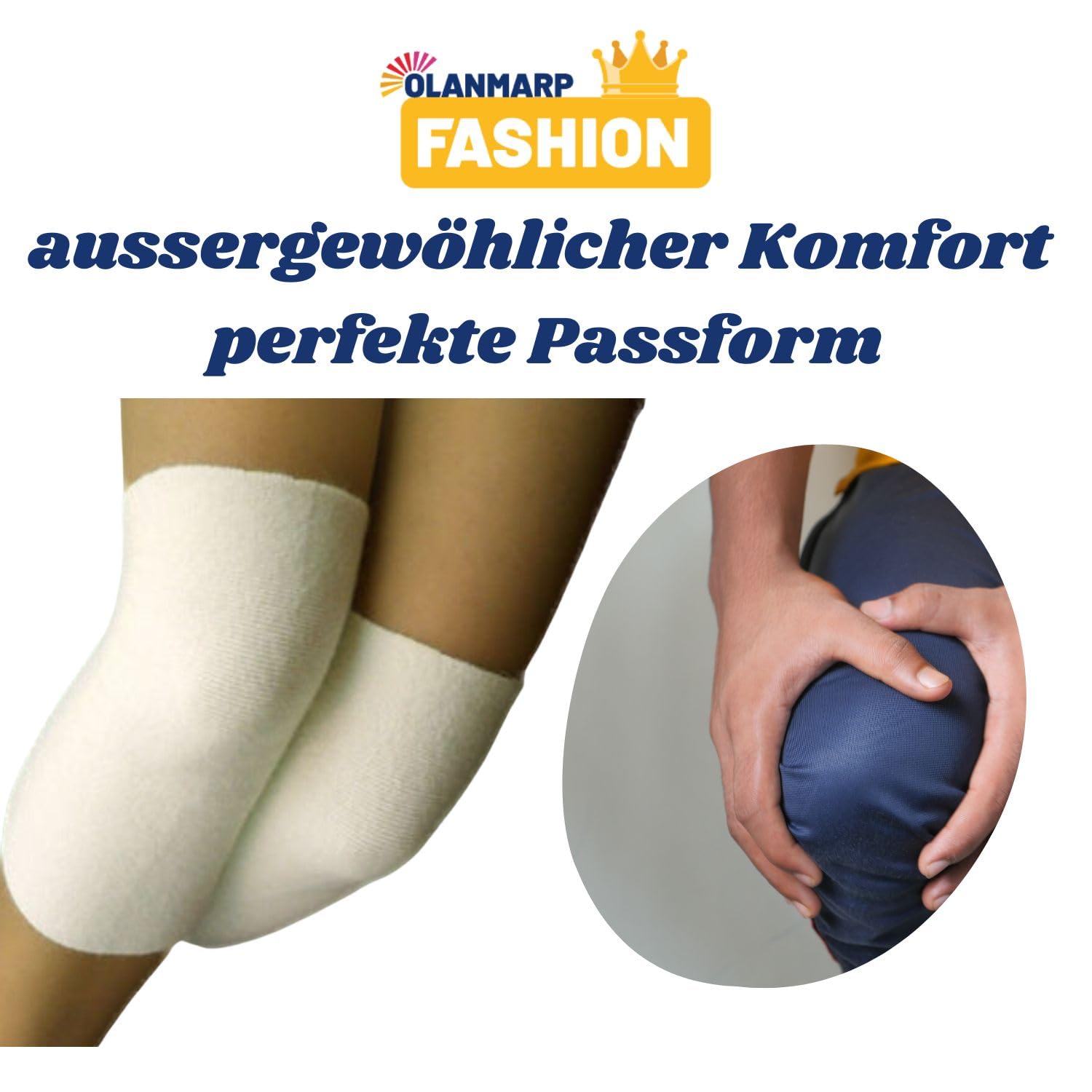 Fashion Angora Kniewärmer Paar Schmerzlinderung Weiß | Natürliche Angora-Wolle, wärmt und schützt Knie, Premium-Qualität, ideal bei Gelenkschmerzen