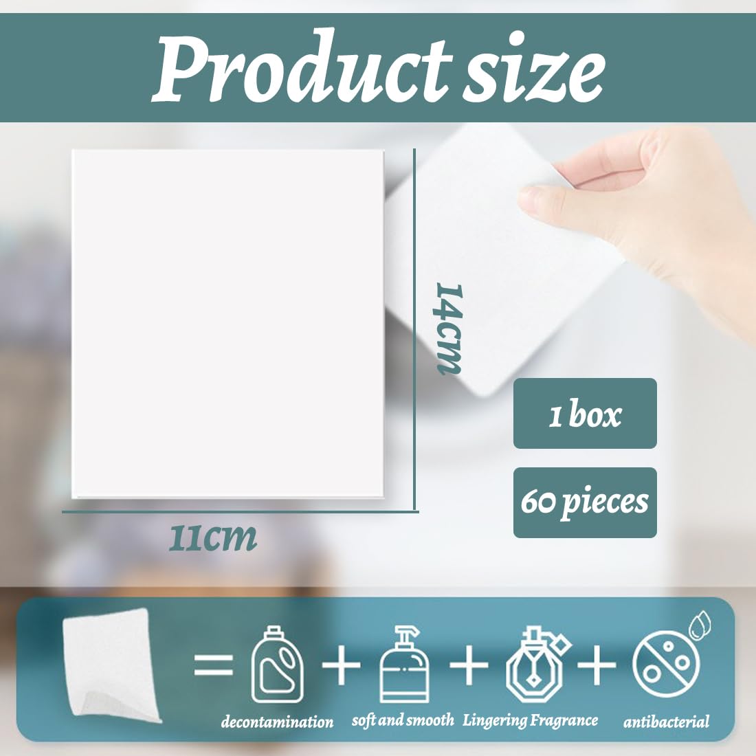 Lessive en Feuille Biodégradable, 30 sheets/60 loads, 100% Hydrosoluble-Lessive pour bebe-Hypoallergénique-Sans Plastique, Pour Blanc et Couleur-Lessive main voyage-Fraîcheur intense