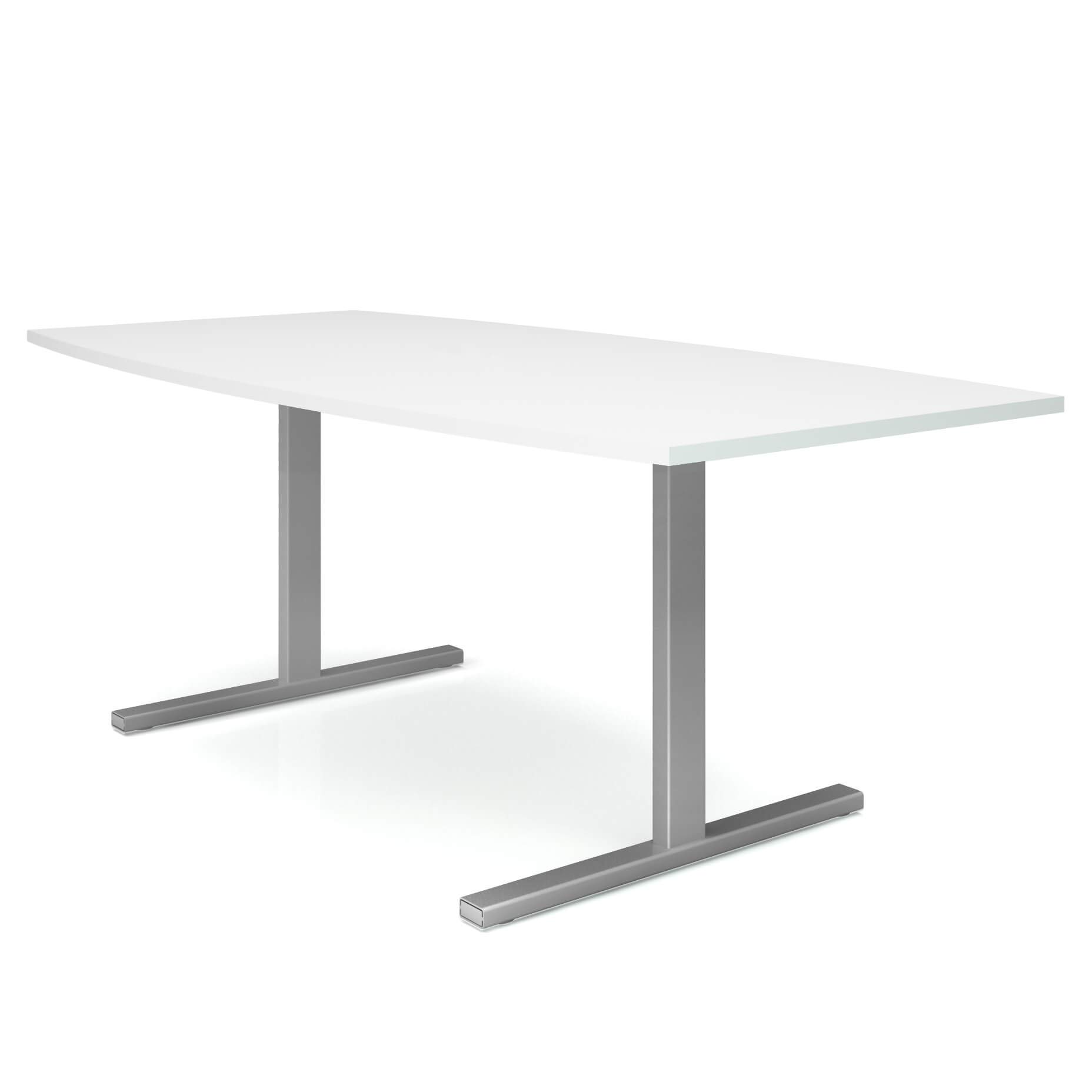 Weber Büroleben GmbH Easy - Tavolo da conferenza a forma di barca, 200 x 100 cm, colore struttura: argento