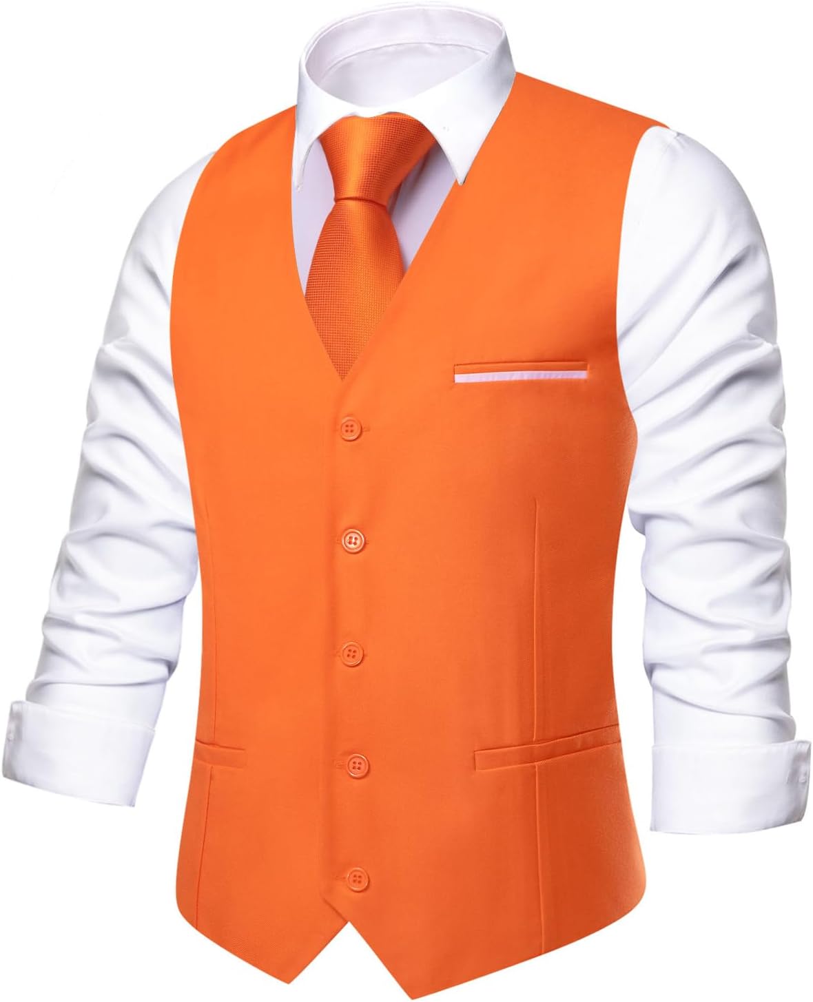 Hi-Tie Men's Formal Suit Vest Solid Fit Vest for Men 3 Pockets V Neck Waistcoat Business Wedding Casual